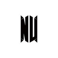 NU Logo monogram with shield shape designs template vector
