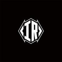 IR Logo monogram with shield shape designs template vector