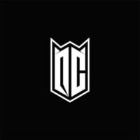 QC Logo monogram with shield shape designs template vector