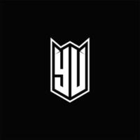 YU Logo monogram with shield shape designs template vector