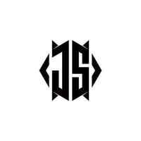 JS Logo monogram with shield shape designs template vector