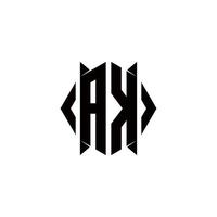 AK Logo monogram with shield shape designs template vector