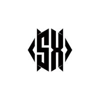sx logo monograma con proteger forma diseños modelo vector