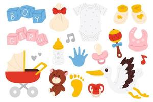 set of doodle baby goods vector