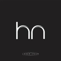 HN Initial Letter Split Lowercase Logo Modern Monogram Template Isolated on Black White vector