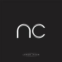 NC Initial Letter Split Lowercase Logo Modern Monogram Template Isolated on Black White vector