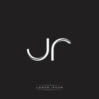 JR Initial Letter Split Lowercase Logo Modern Monogram Template Isolated on Black White vector