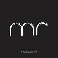 MR Initial Letter Split Lowercase Logo Modern Monogram Template Isolated on Black White vector