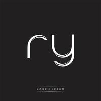 RY Initial Letter Split Lowercase Logo Modern Monogram Template Isolated on Black White vector