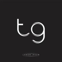 TG Initial Letter Split Lowercase Logo Modern Monogram Template Isolated on Black White vector