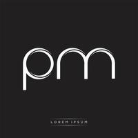 PM Initial Letter Split Lowercase Logo Modern Monogram Template Isolated on Black White vector