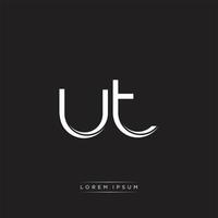 UT Initial Letter Split Lowercase Logo Modern Monogram Template Isolated on Black White vector