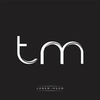 TM Initial Letter Split Lowercase Logo Modern Monogram Template Isolated on Black White vector