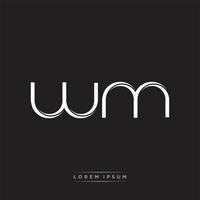 WM Initial Letter Split Lowercase Logo Modern Monogram Template Isolated on Black White vector