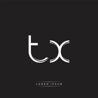 TX Initial Letter Split Lowercase Logo Modern Monogram Template Isolated on Black White vector