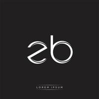 ZB Initial Letter Split Lowercase Logo Modern Monogram Template Isolated on Black White vector