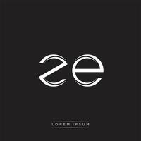 ZE Initial Letter Split Lowercase Logo Modern Monogram Template Isolated on Black White vector