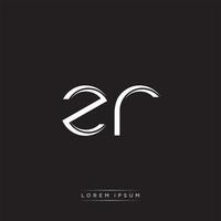 ZR Initial Letter Split Lowercase Logo Modern Monogram Template Isolated on Black White vector