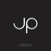 JP Initial Letter Split Lowercase Logo Modern Monogram Template Isolated on Black White vector