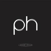 PH Initial Letter Split Lowercase Logo Modern Monogram Template Isolated on Black White vector