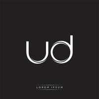 UD Initial Letter Split Lowercase Logo Modern Monogram Template Isolated on Black White vector