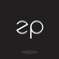 ZP Initial Letter Split Lowercase Logo Modern Monogram Template Isolated on Black White vector