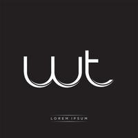WT Initial Letter Split Lowercase Logo Modern Monogram Template Isolated on Black White vector