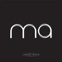 MA Initial Letter Split Lowercase Logo Modern Monogram Template Isolated on Black White vector