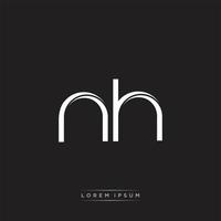 NH Initial Letter Split Lowercase Logo Modern Monogram Template Isolated on Black White vector