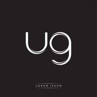 UG Initial Letter Split Lowercase Logo Modern Monogram Template Isolated on Black White vector