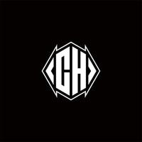 CH Logo monogram with shield shape designs template vector