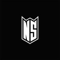 NS Logo monogram with shield shape designs template vector