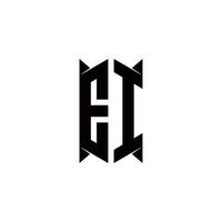 EI Logo monogram with shield shape designs template vector