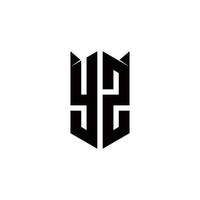 YZ Logo monogram with shield shape designs template vector