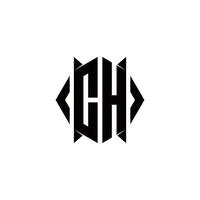 CH Logo monogram with shield shape designs template vector