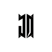 JQ Logo monogram with shield shape designs template vector