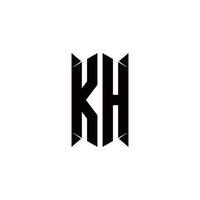 KH Logo monogram with shield shape designs template vector