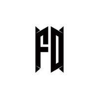 FD Logo monogram with shield shape designs template vector