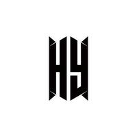 hy logo monograma con proteger forma diseños modelo vector