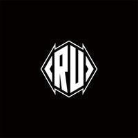 RU Logo monogram with shield shape designs template vector