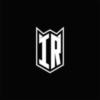IR Logo monogram with shield shape designs template vector