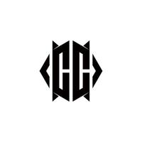 CC Logo monogram with shield shape designs template vector