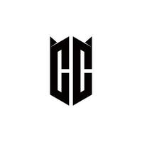 CC Logo monogram with shield shape designs template vector