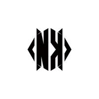 NK Logo monogram with shield shape designs template vector