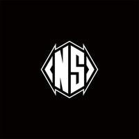 NS Logo monogram with shield shape designs template vector