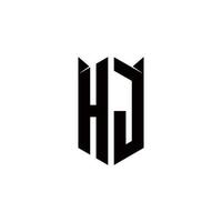 HJ Logo monogram with shield shape designs template vector