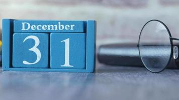 Wooden calendar set on the 31 of December video