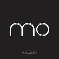 MO Initial Letter Split Lowercase Logo Modern Monogram Template Isolated on Black White vector