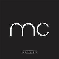 MC Initial Letter Split Lowercase Logo Modern Monogram Template Isolated on Black White vector