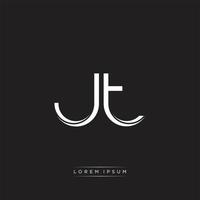 JT Initial Letter Split Lowercase Logo Modern Monogram Template Isolated on Black White vector